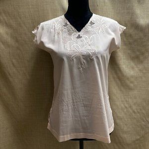 Vintage Embroidered Blush Blouse